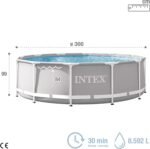 Intex 26716NP – Aufstellpool Prism Frame Rund, Filterpumpe 2006 L/h, Leiter, 8592 L, Stahl und PVC, Grau, 366x99 cm