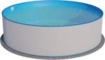Planet Pool Stahlwandpool rund Exklusiv 450x150 cm, Stahl 0,8 mm weiß, Folie 0,6 mm blau, Einhängebiese