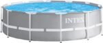 Intex 26716NP – Aufstellpool Prism Frame Rund, Filterpumpe 2006 L/h, Leiter, 8592 L, Stahl und PVC, Grau, 366x99 cm