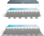 Intex 26368NP – Aufstellpool Ultra XTR Frame Rechteckig, Filterpumpe 7900 L/h, Leiter, mit Deluxe-Zubehörset, 31805 L, Stahl und PVC, Grau, 732x366x132 cm