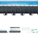 Intex 26368NP – Aufstellpool Ultra XTR Frame Rechteckig, Filterpumpe 7900 L/h, Leiter, mit Deluxe-Zubehörset, 31805 L, Stahl und PVC, Grau, 732x366x132 cm