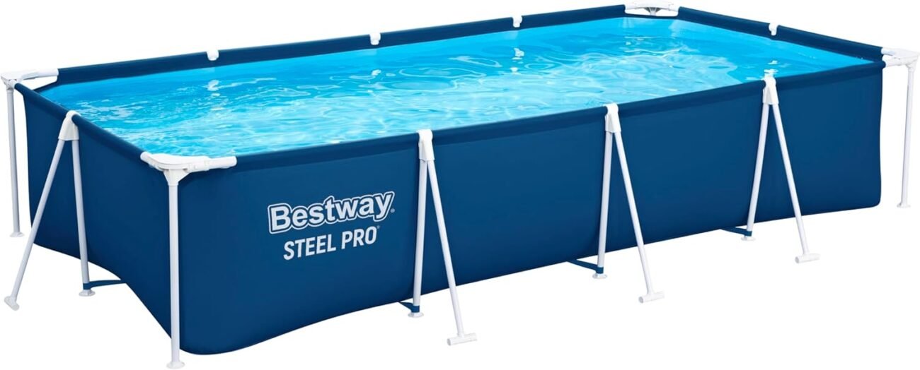 Bestway Steel Pro Frame Pool ohne Pumpe 400 x 211 x 81 cm , dunkelblau, eckig