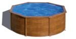 Gre Pool KITPR453W Sicilia - Aufstellpool aus Stahl, rund, mit Holzoptik. Abnehmbare Gartenpool. 460 x 120 cm