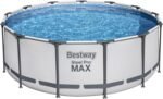 Bestway® Steel Pro MAX™ Aufstellpool Komplett-Set mit Filterpumpe Ø 396 x 122 cm, lichtgrau, rund