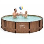 HAF - Swing Frame Pool rund Grau Rattan-Optik (Ø 305 cm, 76 cm tief) - Gartenpool mit 4.500 Liter - Robust, UV-geschützt & korrosionsbeständig - Stabiler Metallrahmen - Schnellaufbau ohne Werkzeug