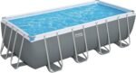 Bestway Power Steel Frame Pool Komplett-Set mit Sandfilteranlage 488 x 244 x 122 cm, grau, eckig