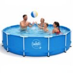 HAF - Swing Frame Pool rund Grau Rattan-Optik (Ø 305 cm, 76 cm tief) - Gartenpool mit 4.500 Liter - Robust, UV-geschützt & korrosionsbeständig - Stabiler Metallrahmen - Schnellaufbau ohne Werkzeug