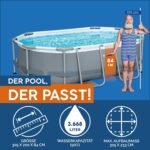 Bestway Power Steel Frame Pool Set, oval, mit Filterpumpe 305 x 200 x 84 cm, grau, 5614A