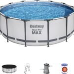 Steel Pro Max™ Außenpool, 396 x 122 cm, FrameLink™-System, Leiter, Plane, Pumpe und Filterkartusche