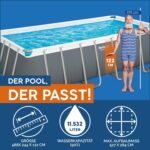 Bestway Power Steel Frame Pool Komplett-Set mit Sandfilteranlage 488 x 244 x 122 cm, grau, eckig
