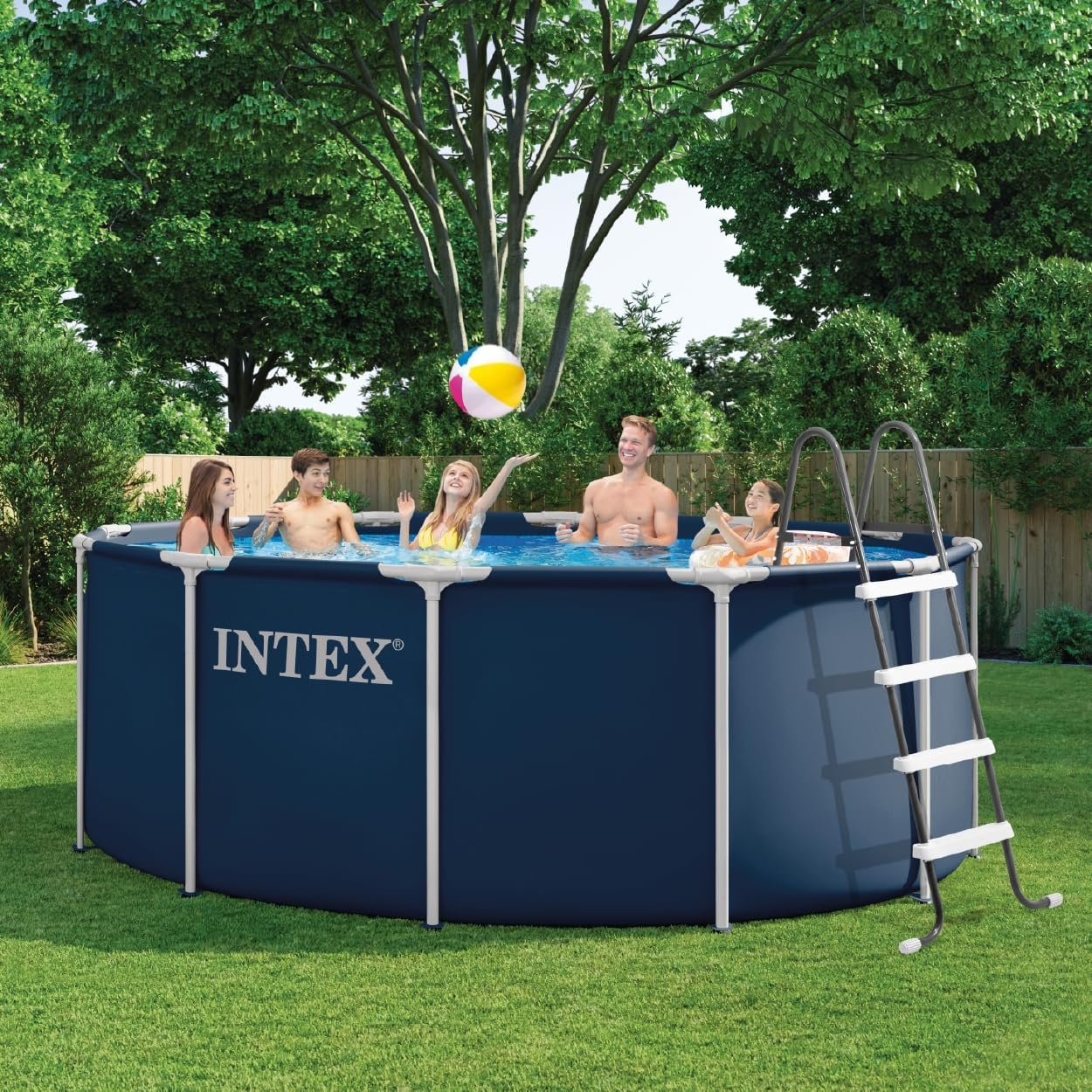 Intex 28930GH 3.66m x 1.22m Navy Blue Metal Frame Pool Set (Contents: One Pool Liner, Metal Frames and One Ladder)