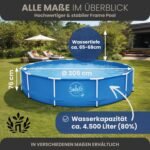 HAF - Swing Frame Pool rund Grau Rattan-Optik (Ø 305 cm, 76 cm tief) - Gartenpool mit 4.500 Liter - Robust, UV-geschützt & korrosionsbeständig - Stabiler Metallrahmen - Schnellaufbau ohne Werkzeug