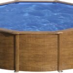 Gre Pool KITPR453W Sicilia - Aufstellpool aus Stahl, rund, mit Holzoptik. Abnehmbare Gartenpool. 460 x 120 cm