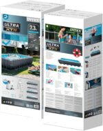 Intex 26368NP – Aufstellpool Ultra XTR Frame Rechteckig, Filterpumpe 7900 L/h, Leiter, mit Deluxe-Zubehörset, 31805 L, Stahl und PVC, Grau, 732x366x132 cm
