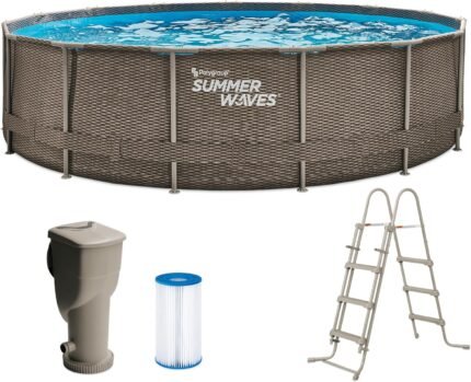 Summer Waves Rundpool Active Frame Swimmingpool Ø 457 x 106 cm, braun Rundpool