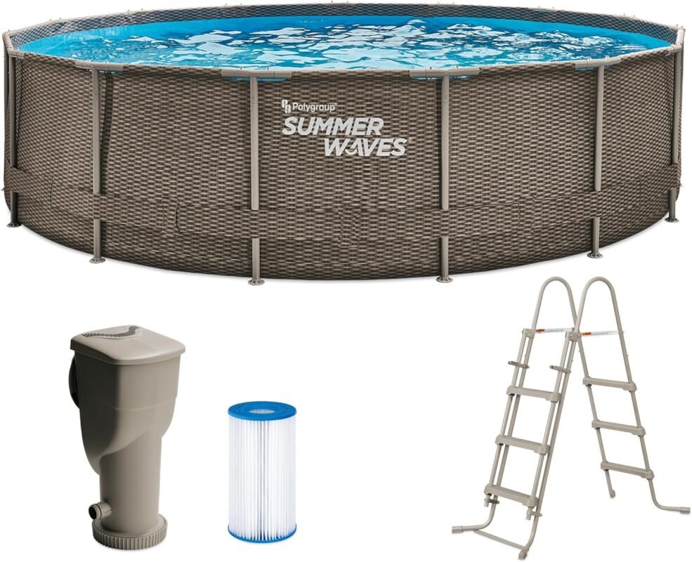 Summer Waves Rundpool Active Frame Swimmingpool Ø 457 x 106 cm, braun Rundpool