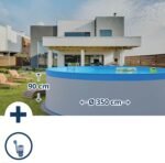Planet Pool Stahlwandpool Set rund Arizona 350x90 cm, Stahl 0,3 mm weiß, Folie 0,2 mm blau, Overlap
