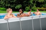 Bestway Power Steel Frame Pool Komplett-Set mit Sandfilteranlage 488 x 244 x 122 cm, grau, eckig