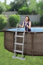 Bestway 56709-GS18 Steel Pro Max Stahlrahmenpool-Set mit Filterpumpe und Zubehör, 9150 L, blau, 366 x 366 x 100 cm