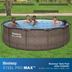 Bestway Steel Pro MAX Solo Pool ohne Zubehör 366 x 100 cm, Rattan-Optik (Schokobraun), rund