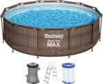 Bestway 56709-GS18 Steel Pro Max Stahlrahmenpool-Set mit Filterpumpe und Zubehör, 9150 L, blau, 366 x 366 x 100 cm