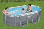 Bestway Power Steel Frame Pool Set mit Filterpumpe 305 x 200 x 84 cm, grau, oval