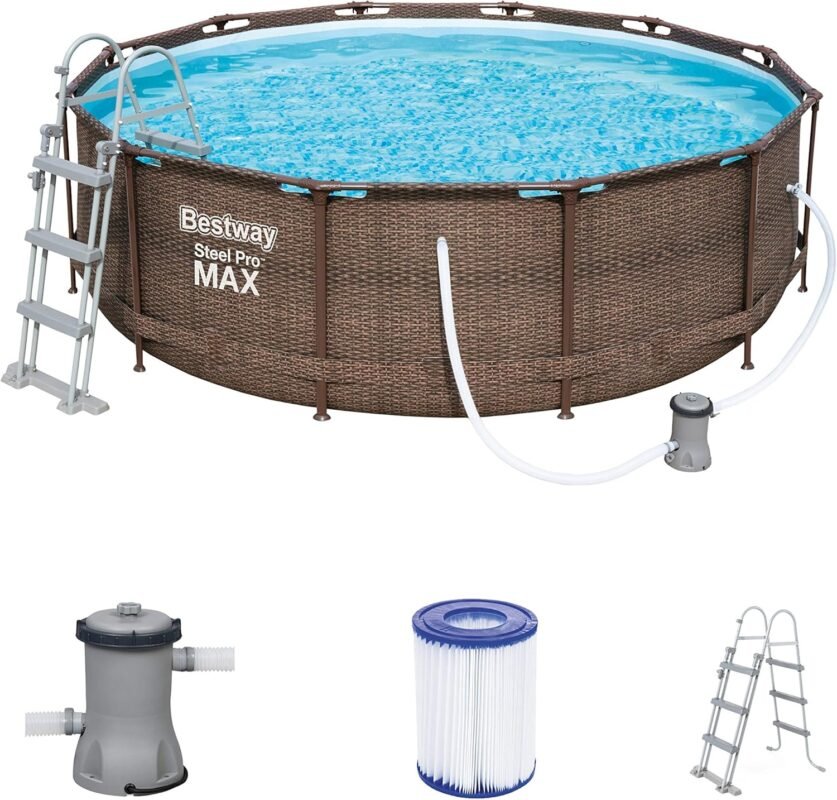 Bestway Steel Pro Max Framepool-Set, rund, mit Filterpumpe & Sicherheitsleiter 366 x 100 cm