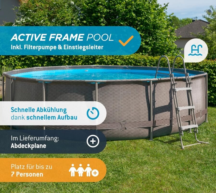 Summer Waves Rundpool Active Frame Swimmingpool Ø 457 x 106 cm, braun Rundpool