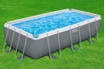 Bestway Power Steel Frame Pool Set mit Filterpumpe 404 x 201 x 100 cm, grau, eckig