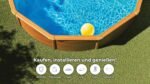 Gre Pool KITPR453W Sicilia - Aufstellpool aus Stahl, rund, mit Holzoptik. Abnehmbare Gartenpool. 460 x 120 cm
