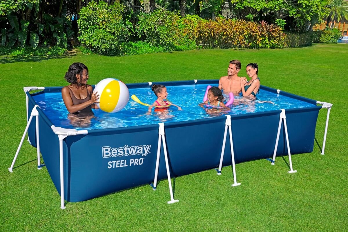 Bestway Steel Pro Frame Pool ohne Pumpe 400 x 211 x 81 cm , dunkelblau, eckig