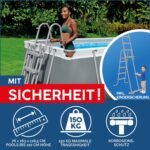 Bestway Power Steel Frame Pool Komplett-Set mit Sandfilteranlage 488 x 244 x 122 cm, grau, eckig