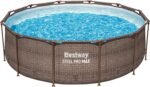 Bestway Steel Pro MAX Solo Pool ohne Zubehör 366 x 100 cm, Rattan-Optik (Schokobraun), rund